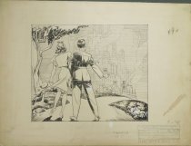 [Young couple viewing an urban future]